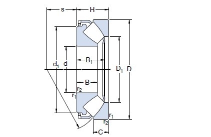 29244E محامل مدرج كروي، 220x300x48 مم،GCr15SiMn المواد،حزمة قياسية المزود