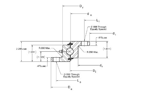 RK6-33P1Z محامل كرة متعرج أربع نقاط الاتصال ، حلقة متعرجة RK6-33P1Z مع شاشة المزود