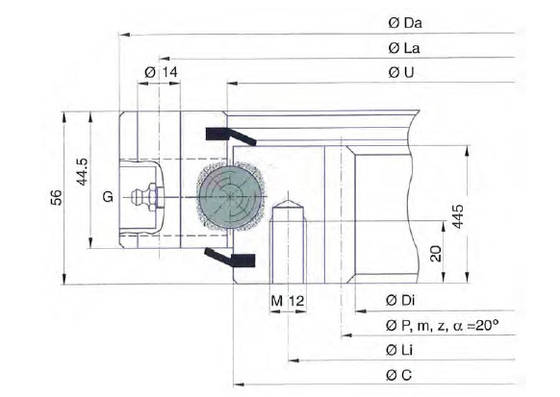 أنا.486.20.00محمل B هو TG Series I.20.ب. المنتج، 486x325x56 ملم،جودة ISO2768 المزود