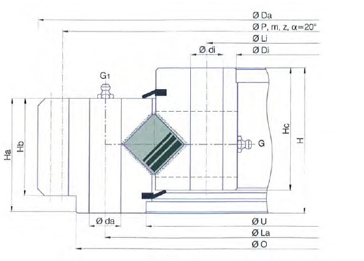 (إي)1805.45.17محمولات الدوران D.3-R، E.1805.45.17حلقة الدوران D.3-R 1805x1437x140mm المزود